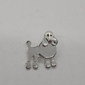 Best silver tone poodle dog pin with pendant loop